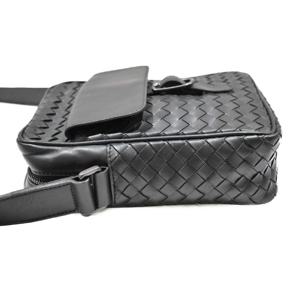 BOTTEGA VENETA Black Leather Messenger Bag Handbag Shoulder Intrecciato - Picture 3 of 7